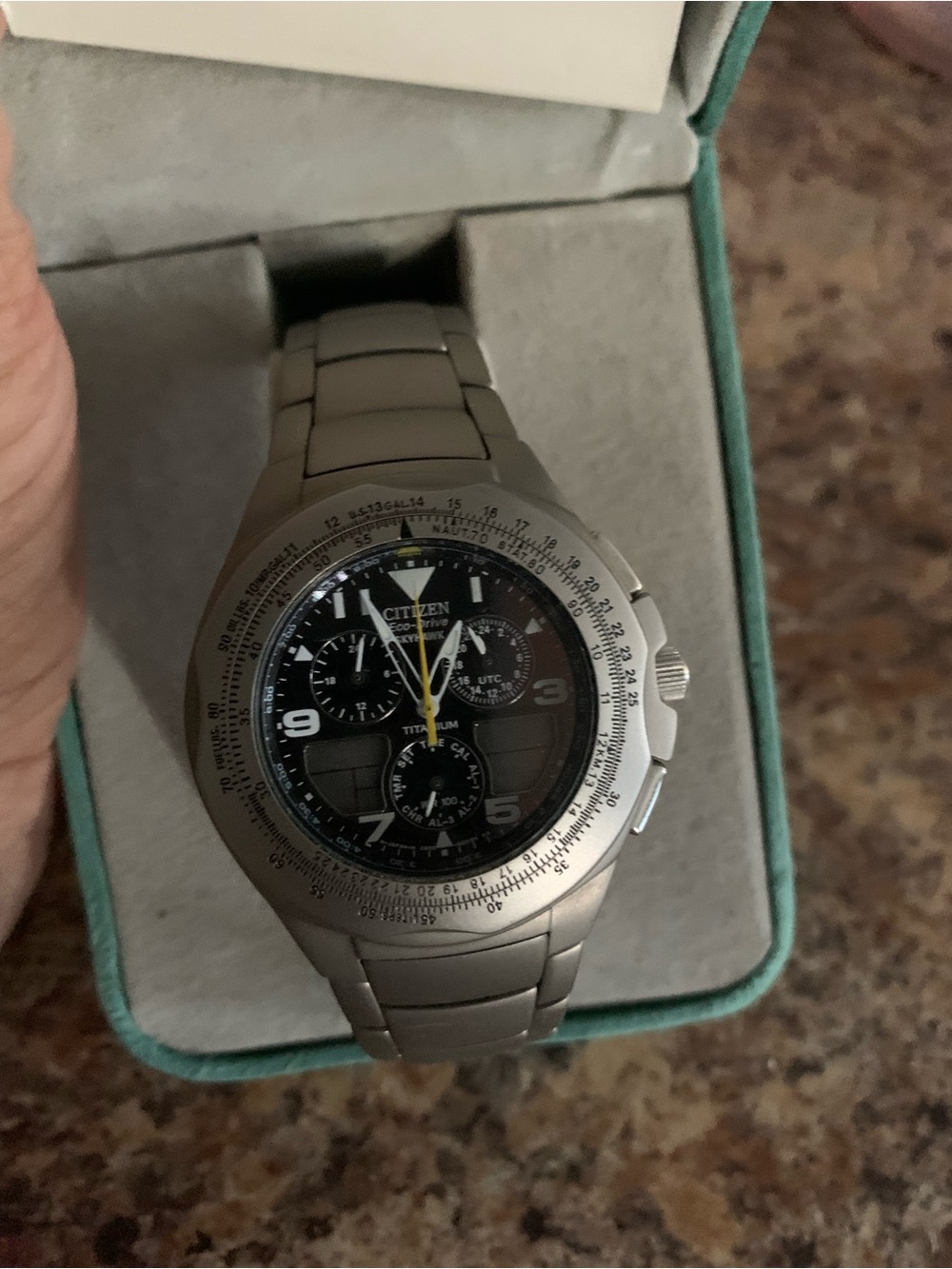 Citizen Men's Titanium Chronograph Watch - Black Dial, Silver Bracelet